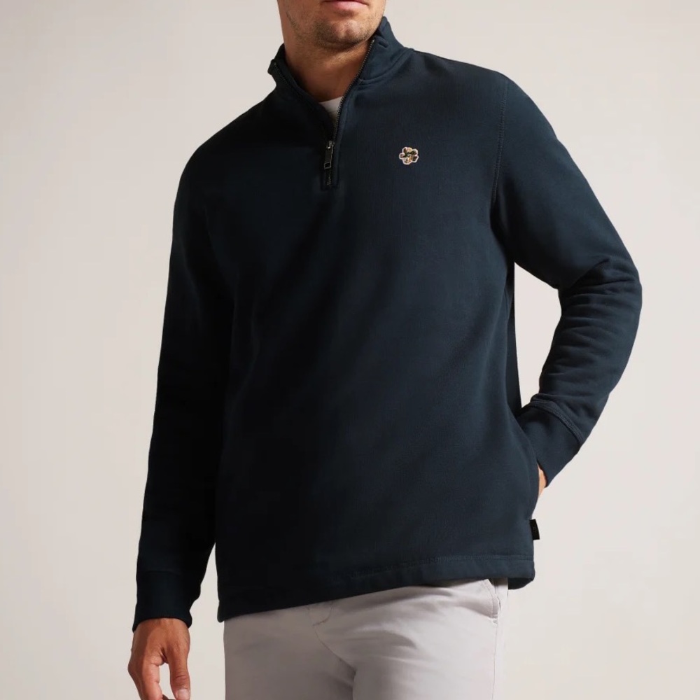 Ted Baker London Men’s Black KILBRN Quarter Zip Sweatshirt XXL High Neck Dark